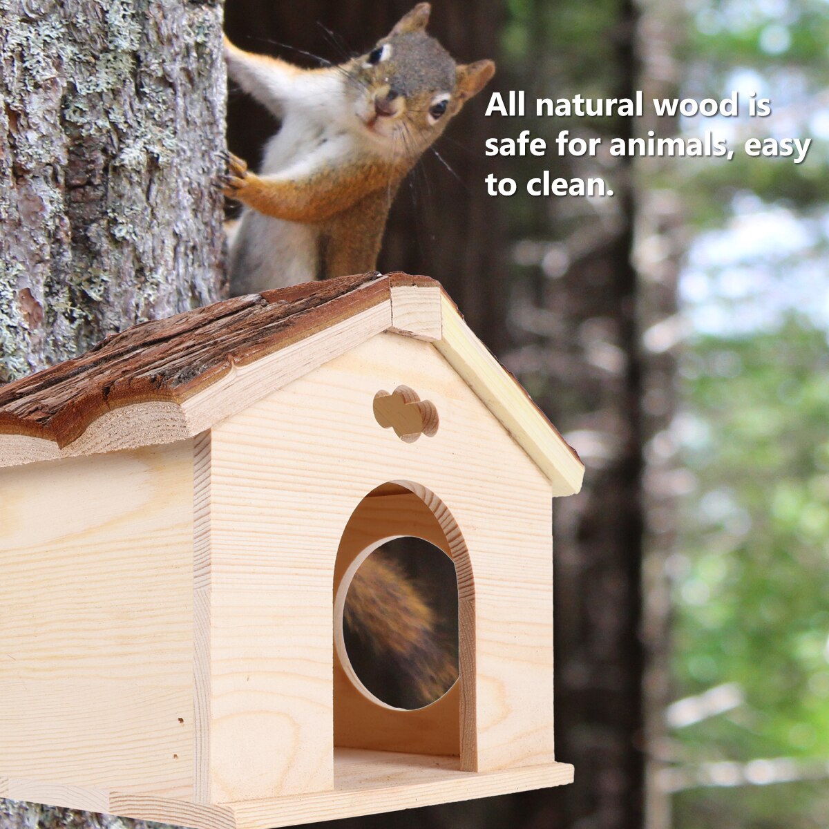 1pc Squirrel Guinea Pig Hamster Villa Cabin Wood House Log Cabin Chinchilla and Guinea Pigs Hut Hideout for Pet Shop Home