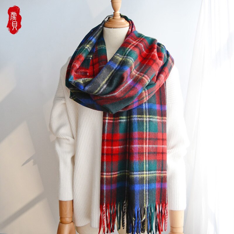 Brytyjski czarny pled szalik wełniany kobiety zimowe ciepłe rozszerzone frędzle moda szale szal mężczyźni długi szal paszmina chustka Christmas prezent