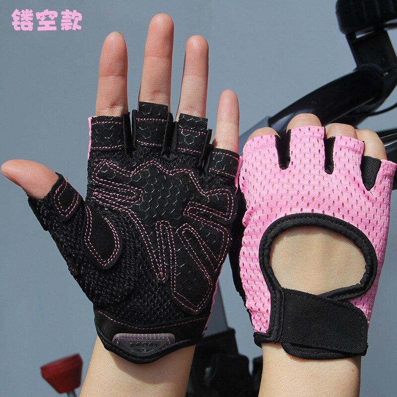 Gym fitness handschoenen power gewichtheffen dames heren workout bodybuilding halve vinger handbeschermer: Roze / S