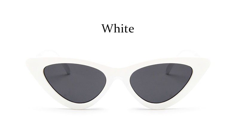 Cat Eye Sunglasses Women Vintage small glasses woman mirror Sunglasses Female Brand Retro: White
