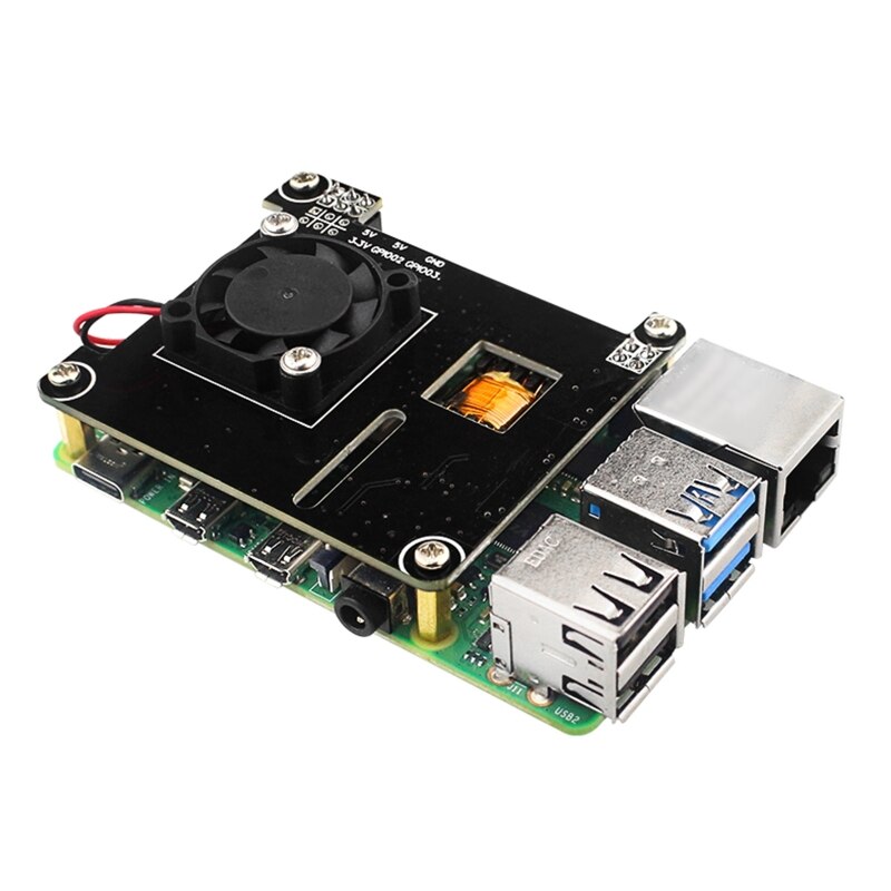 POE HAT para Raspberry Pi Power sobre Gigabit Ethernet Hat pantalla OLED para Raspberry Pi 3b +/4b, compatible con 802.3af