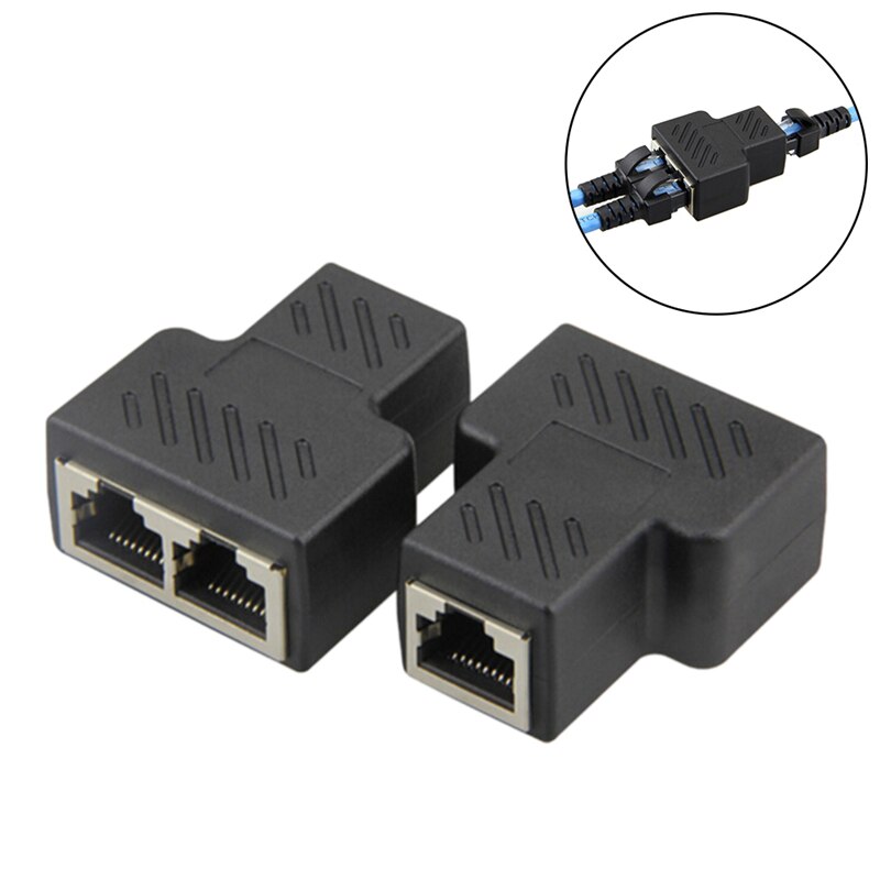 2-Pack RJ45 Splitter Adapter – 1 To 2 Way LAN Network Internet Cable Connector