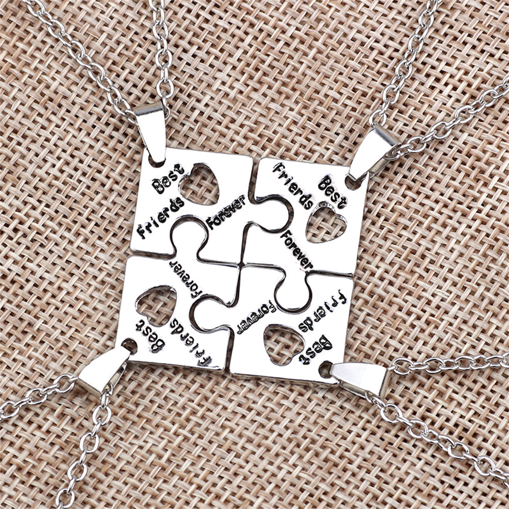 4 unids/set mejores amigos colgantes collares amistad para siempre gargantilla collar BFF hueco amor corazón joyería para amigo