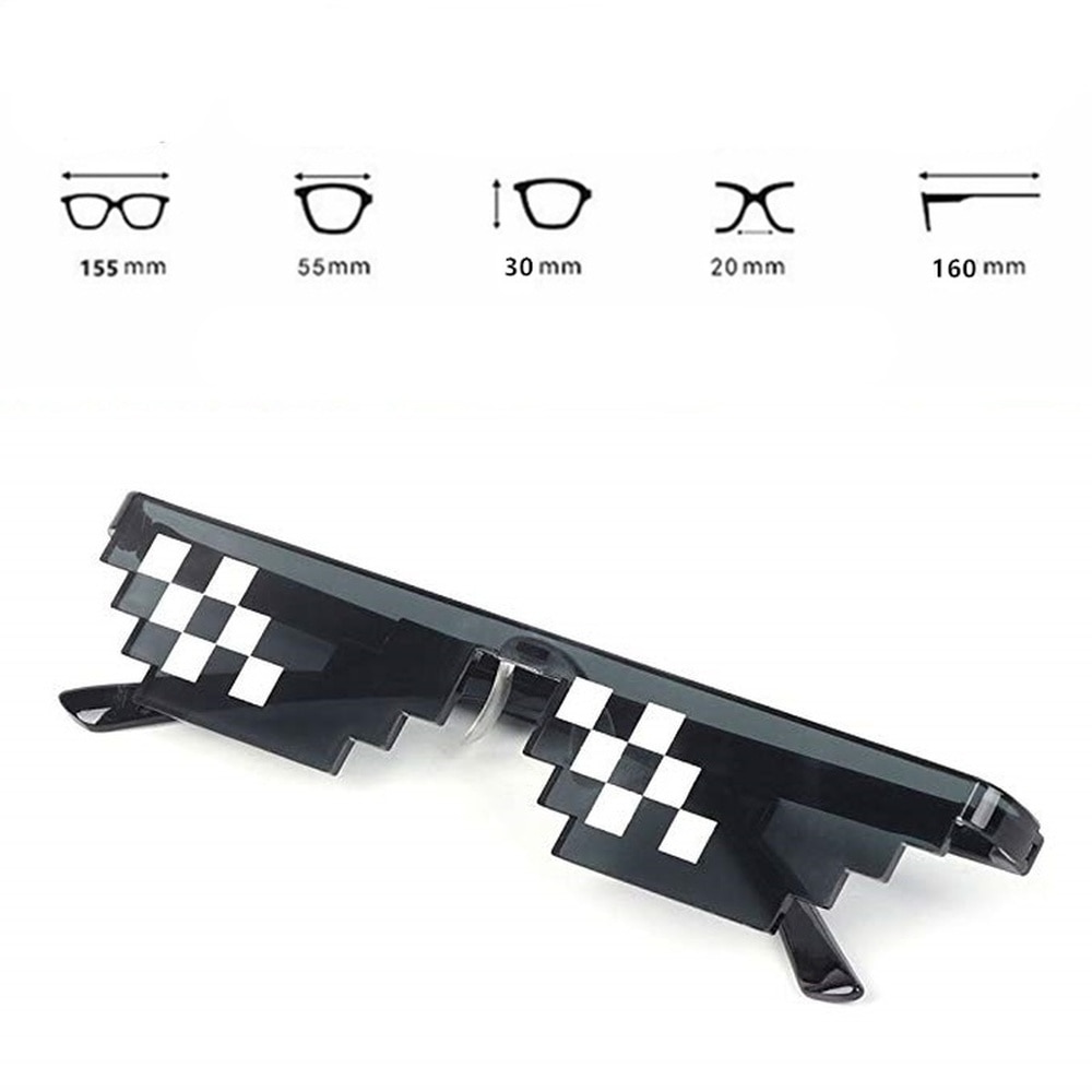3/6 bit thug life solbriller pixeleret mænd kvinder mærke fest briller mosaik  uv400 vintage briller unisex legetøjsbriller