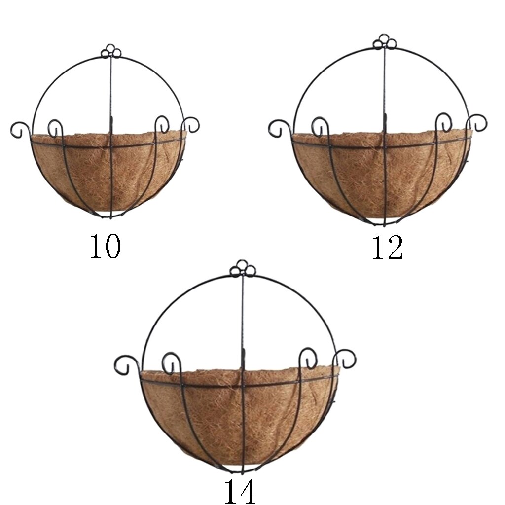 LaLaGreen Wall Planters For Outdoor Plants, 4 Pack, 12 Inch Half Round Plant Holder With Coco Liner, Metal Wire Flower Herb Baskets Window Boxes Outside Fence Railing Pots Deck Porch Balcony