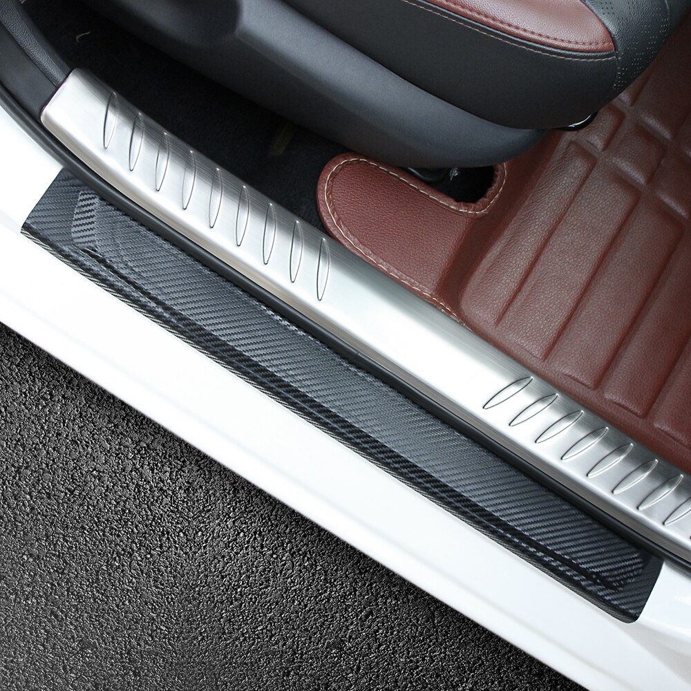 4PCS Carbon Fiber Car Door Sill Stickers Auto Scratch Protector Decals Car Tuning Accessories For Ford Focus 2 3 1 MK2 MK3 MK1