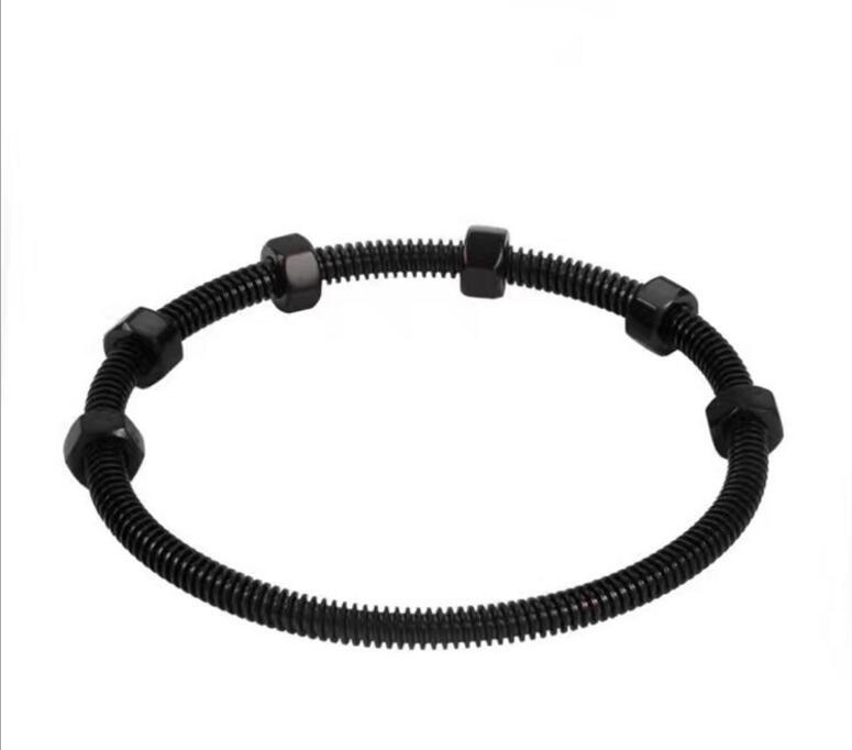 Nouvelle tendance bijoux titane acier bracelet titane acier vis rotation chanceux bracelet écrou rotatif bracelet: Pistolet noir plaqué