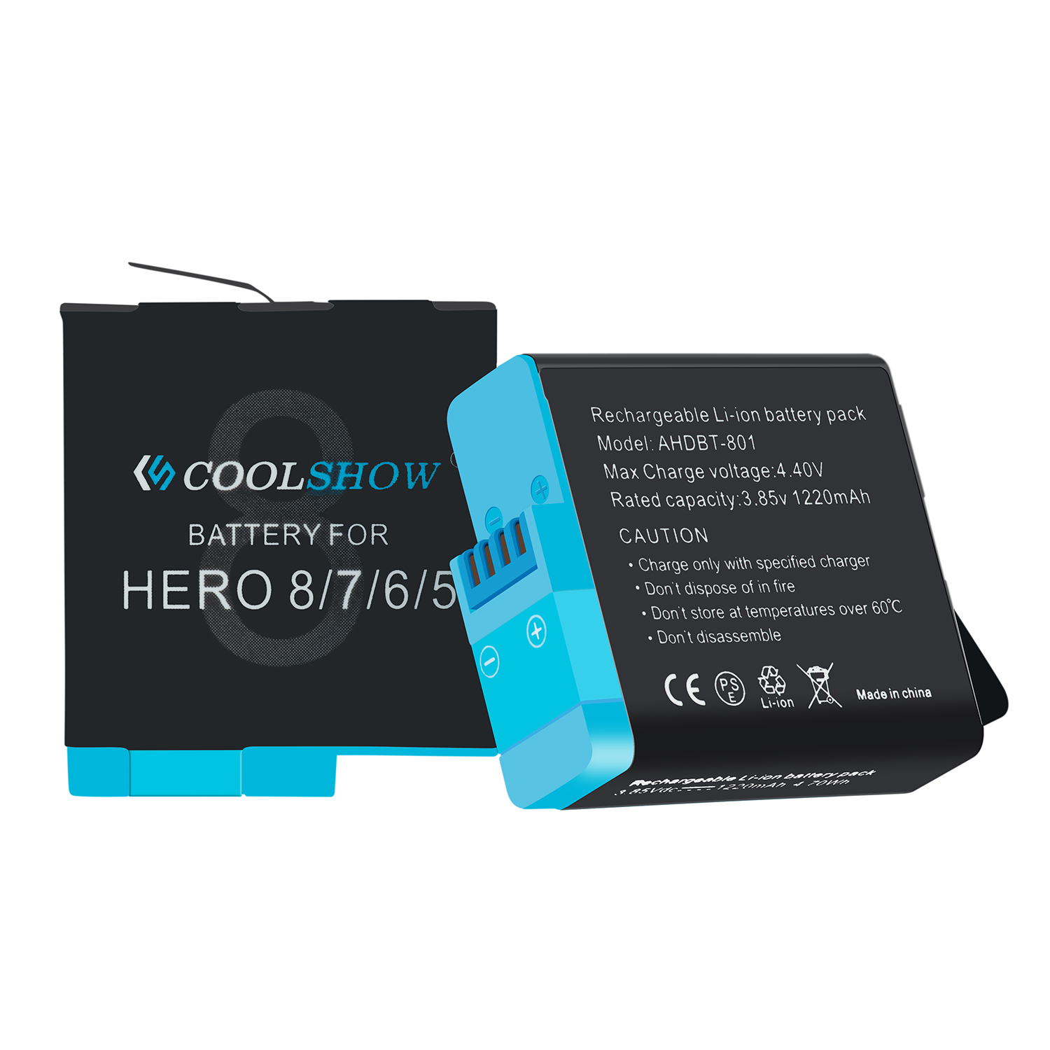 Batterij Voor Gopro Hero 8/Voor Gopro Hero 7 Hero 6 Hero 5 Hero 8 Batterijen Camera Accessoires 1220mah: 2Battery