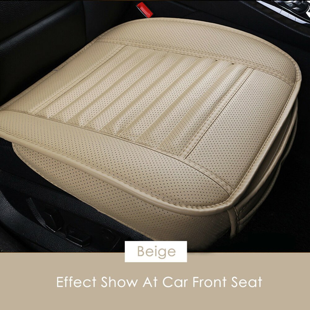 Car Front Seat Cushion Auto Seat Pad PU Leather Seat Pad Breathable Cushion Protection Pad Memory Foam Non-Slip Cushion Pad: Beige