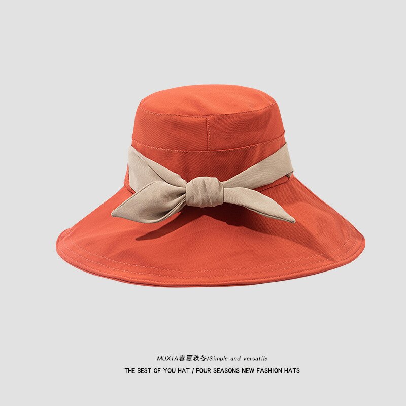 Vrouwen Vlinderdas Emmer Hoed Voor Dames Reizen Strand Zonnehoed Casual Brede Rand Visser Cap Zomer Lente Vouw zonnehoed: orange