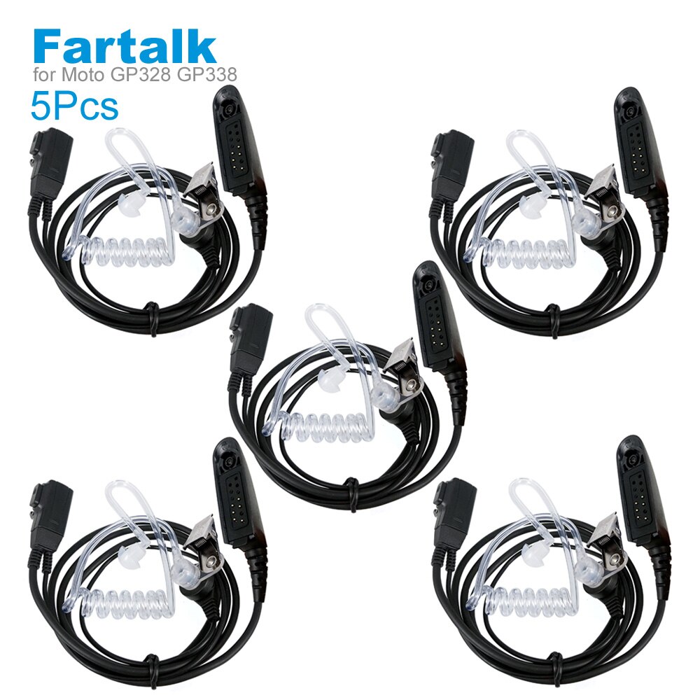 Air Acoustic Tube Earpiece Headset Mic for Motorola GP328 GP338 GP340 GP380 PRO5450 PRO5150 Walkie Talkie Two Way Radio: 5 Pieces