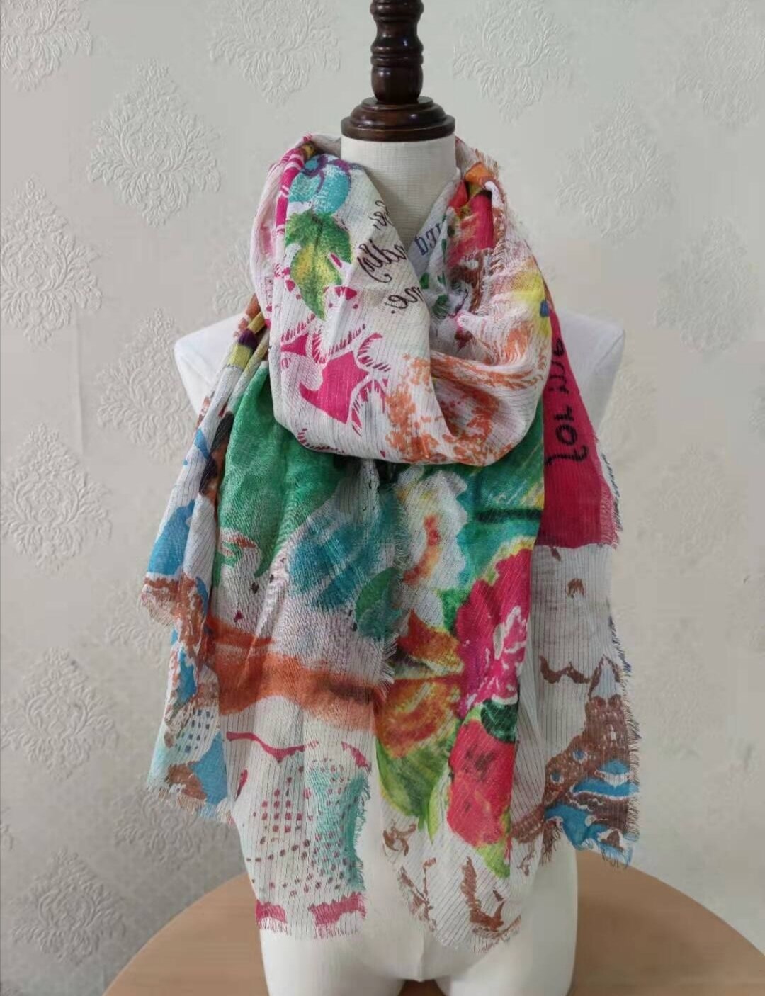 Spaanse Desigual Kleurrijke Print Sjaal Zonnescherm Strandlaken Geborduurd Warme Handdoek Zon Bescherming: 19