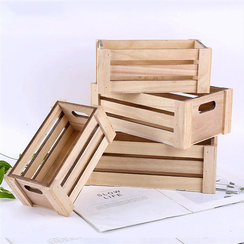 Wooden Storage Desktop Organizer Desk Box Home Decoration Wood Color Organizer Box Table Storage Box (Small)