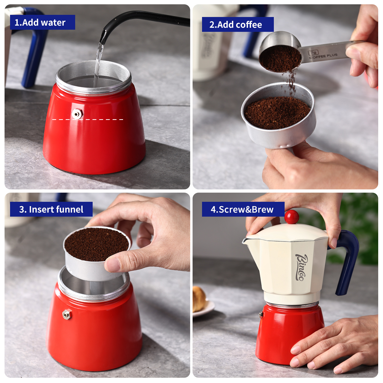 BINCOO 150 ml/300 ml Moka Pot, Koffiepotten, Mokka Potten, Kookplaat Espresso Maker, Italiaans Koffiezetapparaat, Kookplaat Espresso Koffiezetapparaat