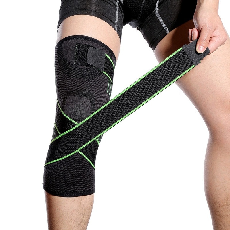 1 stk elastiske sportsknæbeskyttere åndbar justerbar knæbind bandage basketball fodbold fitness kompression knæstøtter