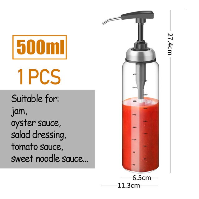 Bbq Olie Spray Fles Squeeze Saus Fles Sproeier Kitchen Tools Kruiden Glas Verzegelde Opslag Flessen Voor Oyster Ketchup: 500ML 1 pcs