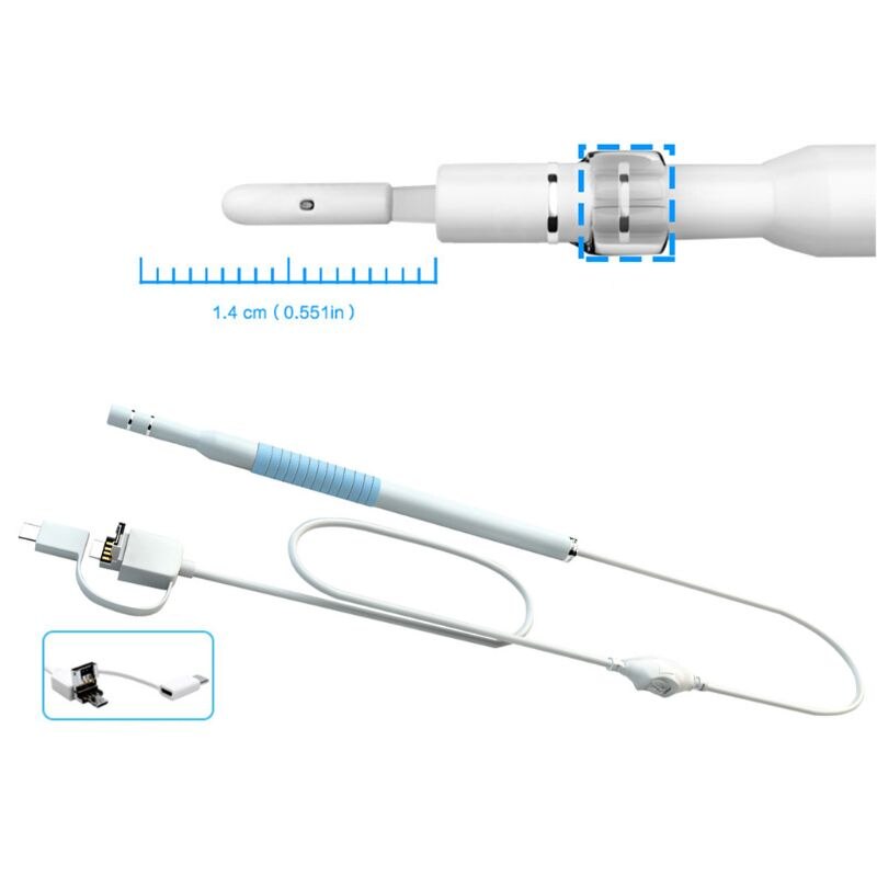 Czyszczenie uszu endoskop 3-w-1 USB wizualne łopatka robić uszu 5.5mm mini kamera 6 oświetlenie doprowadziło światła Earpick usuwania wosku z uszu zestaw narzędzi