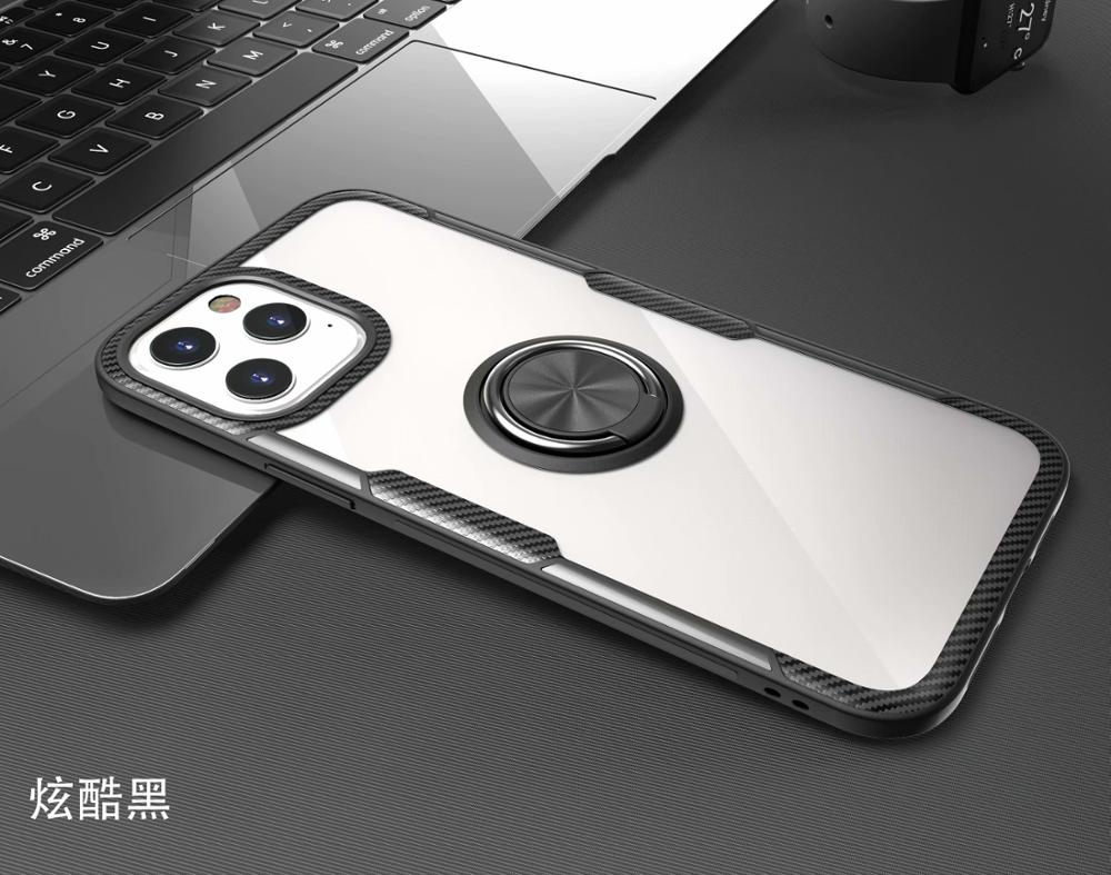 Til eple iphone 12 pro max deksel hardt med ringstativ magnet gjennomsiktig beskyttende bakdeksel deksel til iphone 11 12 pro 12 max: Lerret / beige