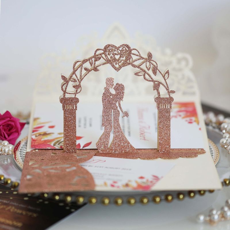 Bride Groom Wedding Invitations Card Delicate Hollow Carved Lace Romantic Greeting Cards Wedding Decoration Party Supplies