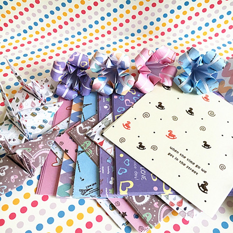 100pcs 8.4cm Small Floral Origami Paper Love Pony Tower Scrapbooking Paper Fresh And Lovely Folding Origami Paper Crafts Love