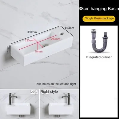 Small Size Mini Tabletop Basin Washbasin Wall Mounted Washbasin Small Wall Mounted Basin Extremely Narrow and Slender: Light Grey