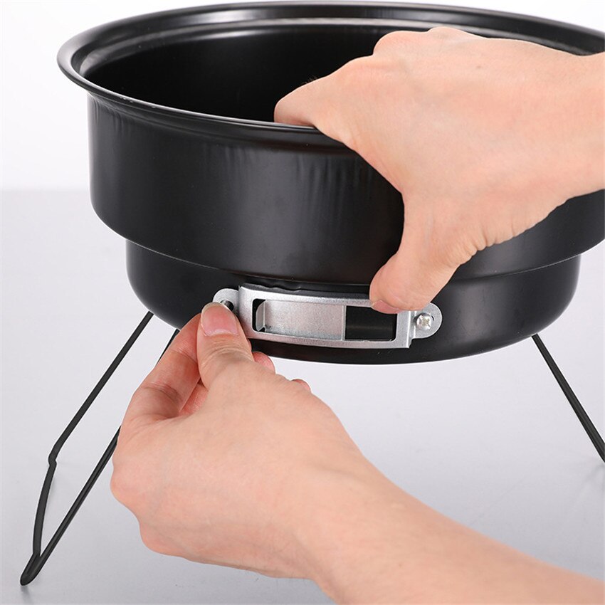 Round Stainless Steel Charcoal BBQ Grills Meats Barbecue Grill, Mini Folding Grill Stove For Outdoor Picnic Home BBQ Supplies