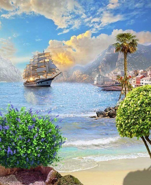 AZQSD Ship Painting By Numbers Pictures Canvas DIY Frameless Oil Painting Landscape Wall Art Home Decor SZGD167: SZGD170