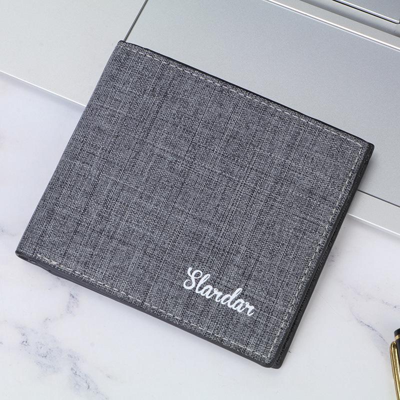 walet men forever young Thin purse long walet for man billeteras para hombre short pocket mini vertical wallet men: Gray short