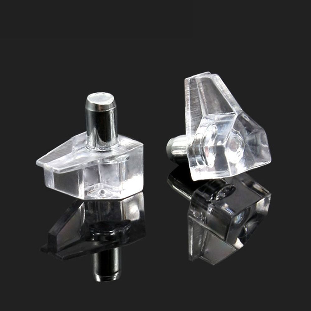 Support d'étagère transparent blanc avec goupille métallique, quincaillerie de support de planche, chevilles en plastique, filetage de goujon, accessoires de meubles, 5mm, 10 pièces