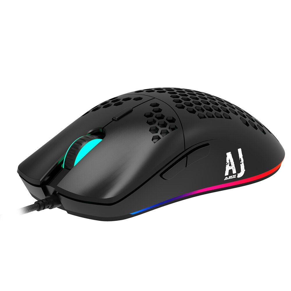 Original Ajazz Gaming Mouse AJ390 USB Wired with 7 Keys Adjustable 16000DPI Ergonomic Hollowed-out Honeycomb White: Black