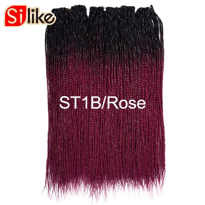Silike 24 inch Ombre Senegalese Twist Hair Crochet Braids 30 Roots Pre-looped Synthetic Crotchet Braiding Hair for Women: T1B/4/30