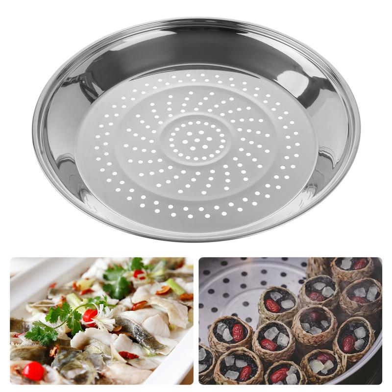 Plato humeante de acero inoxidable con agujeros, estante de vapor grueso, utensilios de cocina para platos de comida (para Wok de 30/34cm), 1 ud.