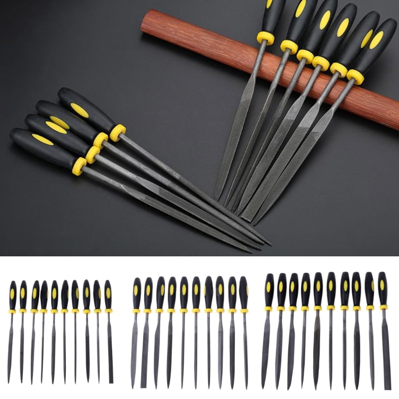 10 Pcs Needle File Set for Jeweler Wood Carving Craft Metal Glass Stone 3 Sizes LS'D Tool