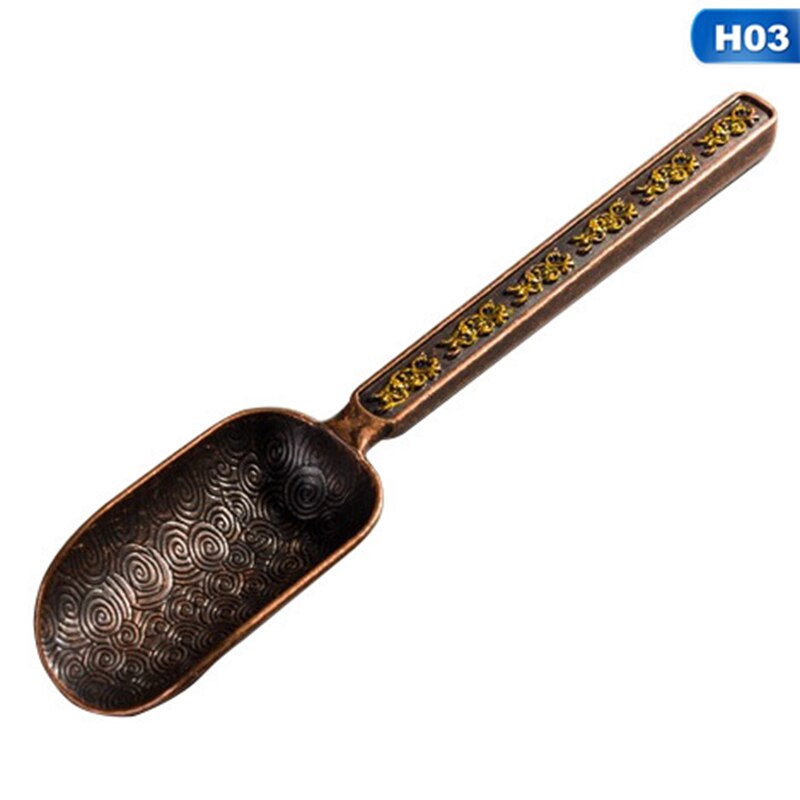 Chinese Tea Spoons Copper Tea Scoop Spoon Tea Leaves Chooser Holder Chinese Kongfu Tea Accessories Tools: H02