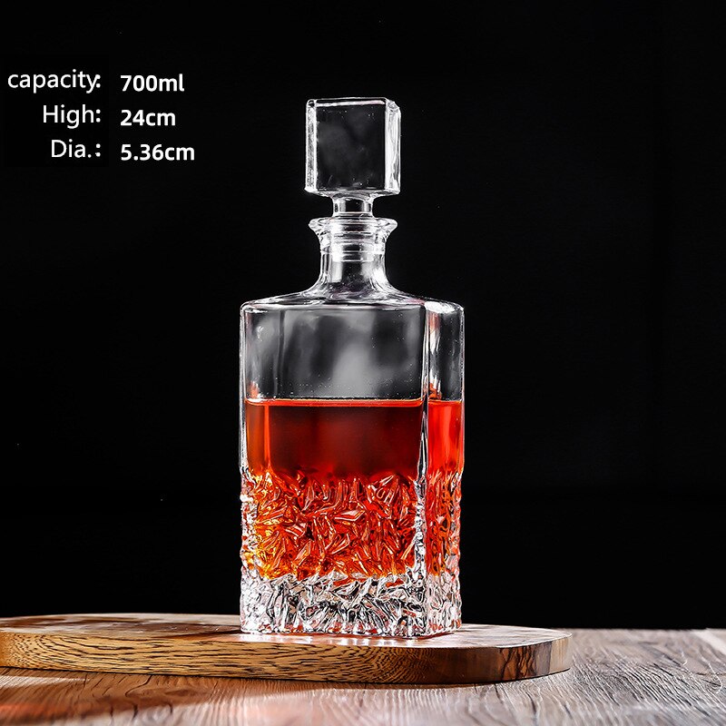 Luxe Loodvrij Glas Whisky Fles Decanter Set Whisky Karaf Fles Whisky Karaf Fles Wijn Thuis Bar Vodka Bier Bott: Black