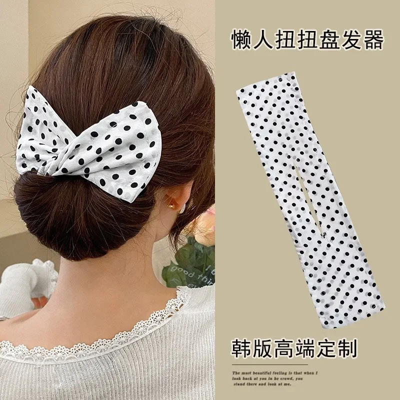 Dispositivo de grampo de cabelo em forma de arco feminino doce e adorável grampo de cabelo rápido coque ferramentas de estilo de cabelo trança hairbands ferramentas de penteado: Azul