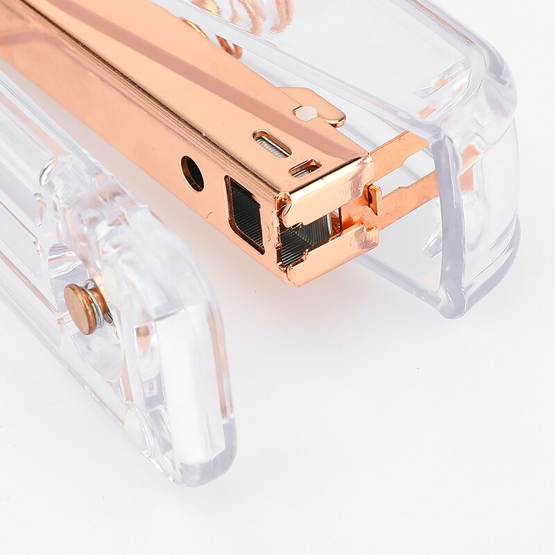 Metal Acrylic Rose Gold Stapler Transparent School Paper Staplers Use 24/6 26/6 Staples Office Binding Stationery