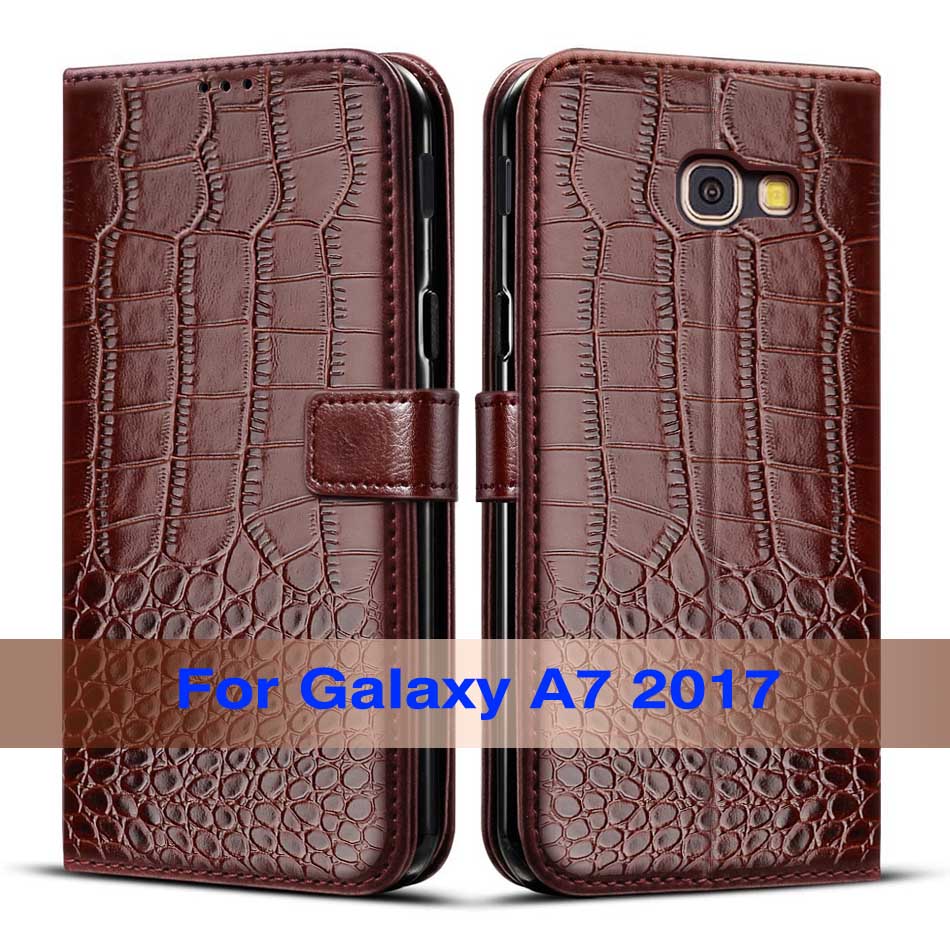 Kaarthouder Cover Case Voor Samsung Galaxy A7 Lederen Beschermhoes Portemonnee Telefoon Case Voor Galaxy A7 A720F a7200: Deep Brown