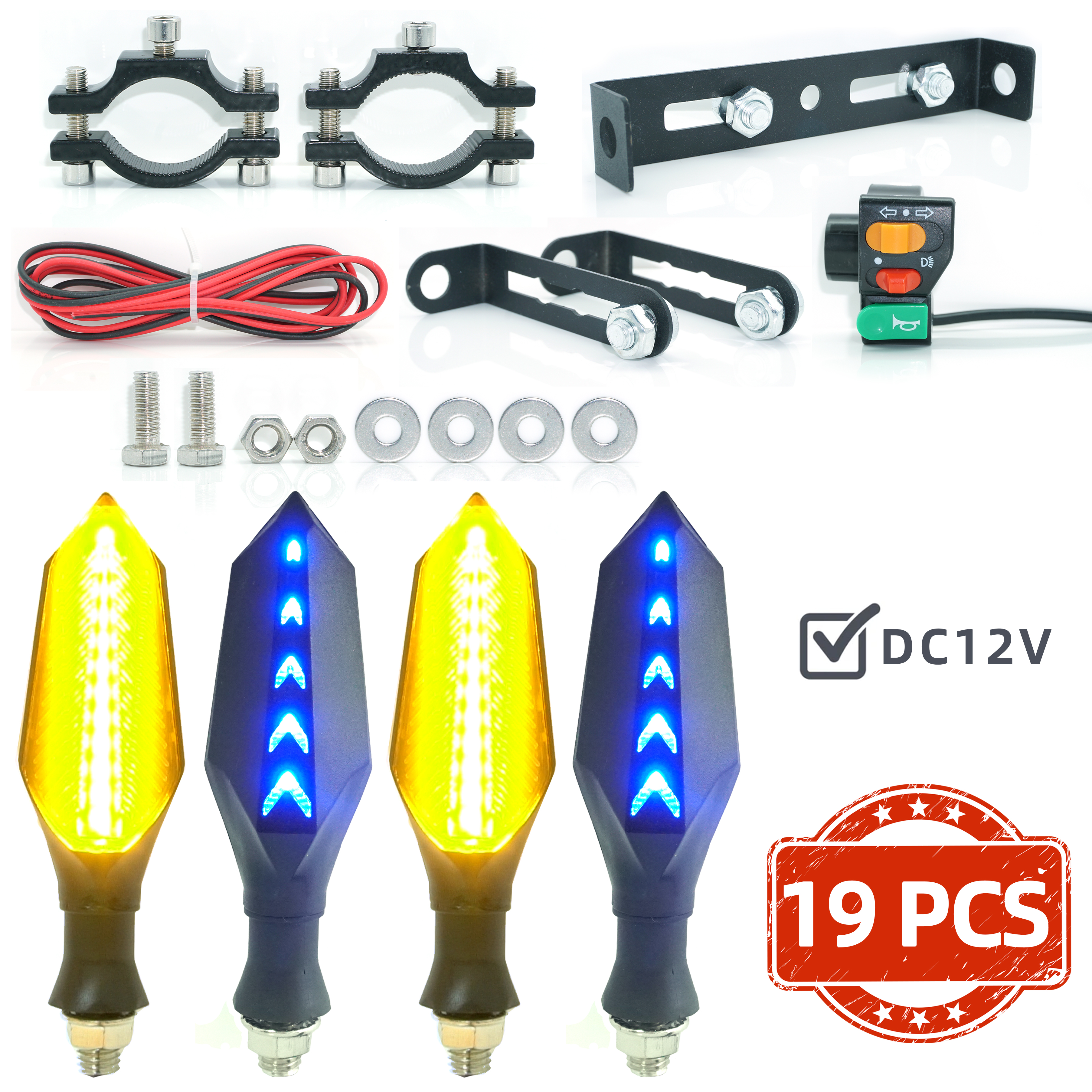 Elektrisk elcykel blinklys 12v 32v 48v 52v 60v blinklys strobe led-lys cykel motorcykel moto motorcykeltilbehør: Sølv