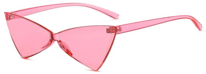Plastic cat eye Driehoek zonnebril vrouwelijke candy kleur retro vintage bril randloze groene zonnebril vrouwen een stukken eyewear: C10 pink
