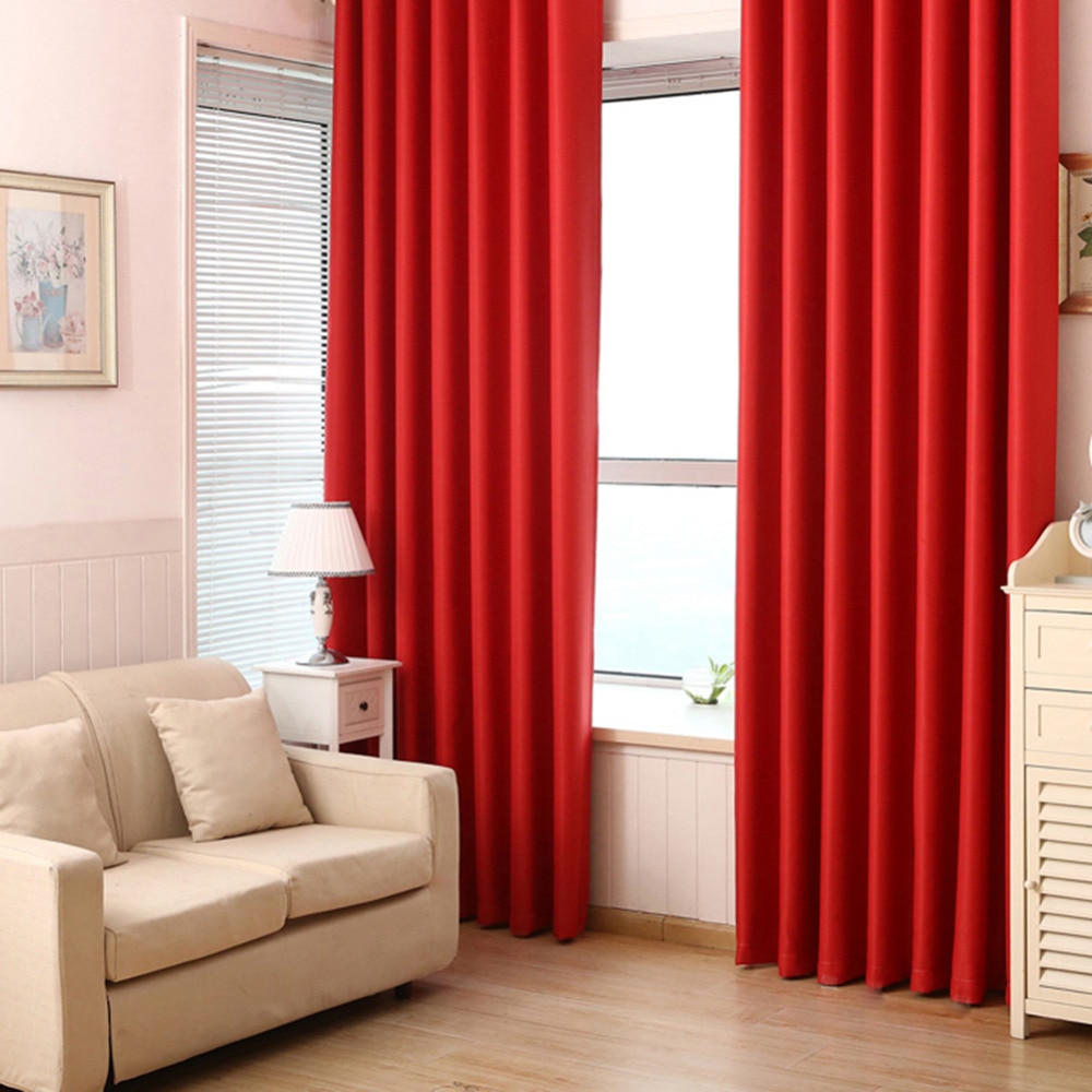 Solid Color Blackout Curtains Full Shade Insulation 100*215cm Polyester Rod Pocket Curtain Modern Living Room Blinds Curtains