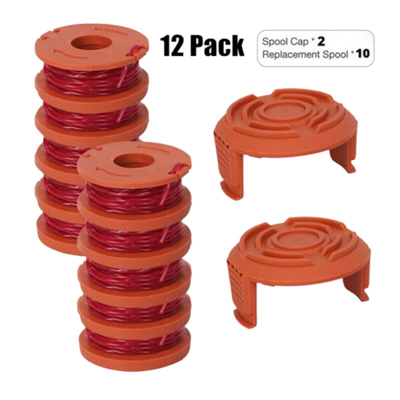 Paquet de 12 bobine de rechange taille-bordures Line 10 Pack bobine et 2 capuchon accessoires de tondeuse à gazon pour WORX