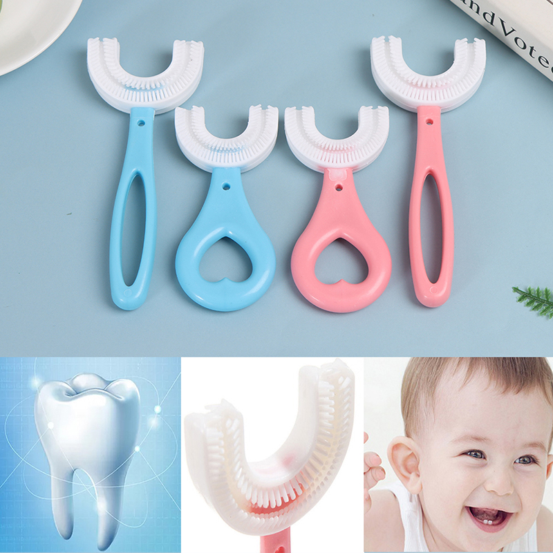 1PCS Cartoon Pattern Hand-Held Version U Silicon Toothbrush Children's Infant Toothbrush Mouth-Cleaning Manual Toothbrush