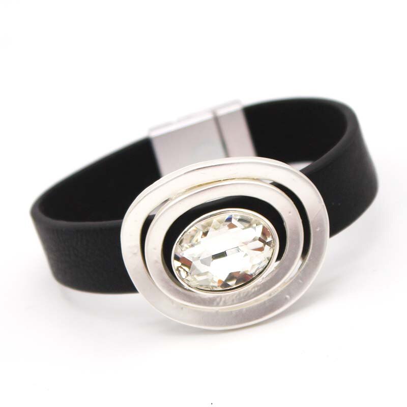 frauen Leder Armbänder Kristall LIEBE Metall Charme Böhmischen Breite wickeln Armbinde Weiblichen Partei Schmuck: 6