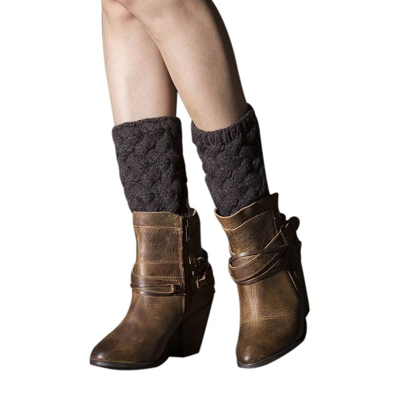 Stilfulde kvinder piger vinter korte hæklede støvler manchetter benopvarmere ned støvle hæklede benopvarmere perfekt egnet til kvinder: Dyb grå