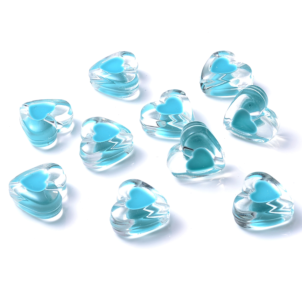 Iyoe 20 stück mehrfarbige, transparente bonbonherzperlen, süße acryl-abstandshalterperlen zur herstellung von schmuck, armbändern, halsketten und ohrringen: 1