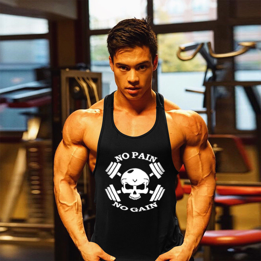 Fitness da uomo nessun dolore nessun guadagno canotte palestre atletico uomo Bodybuilding canottiera palestra Fitness camicie