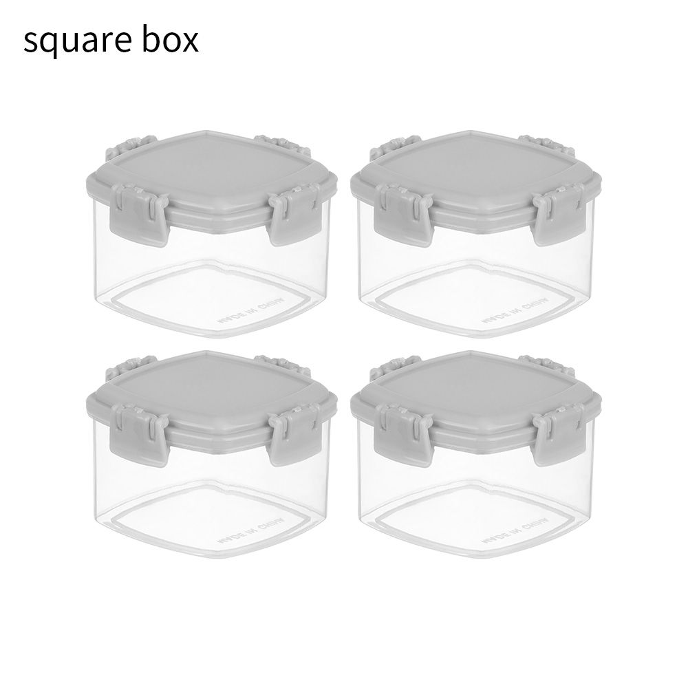 4PCS/Set Bento Seasoning Boxes Squeeze Sauce Bottle Mini Spices Jar Barbecue Picnic Accessories Transparent Easy Clean Portable: square box