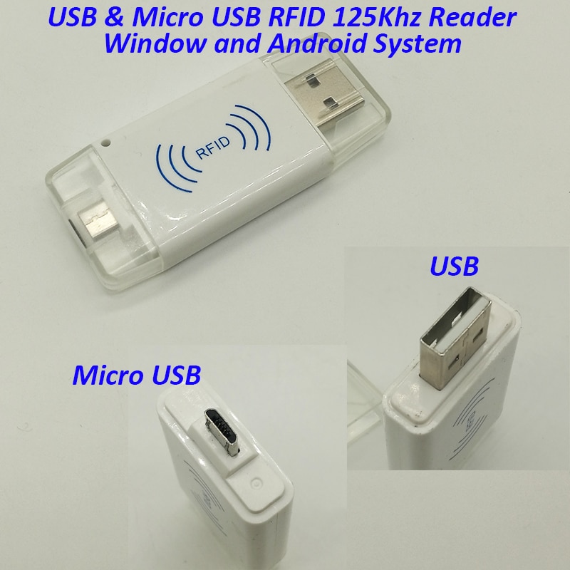 Double USB Rfid Card Reader for Android window system mini size Micro USB 125khz Rfid Reader