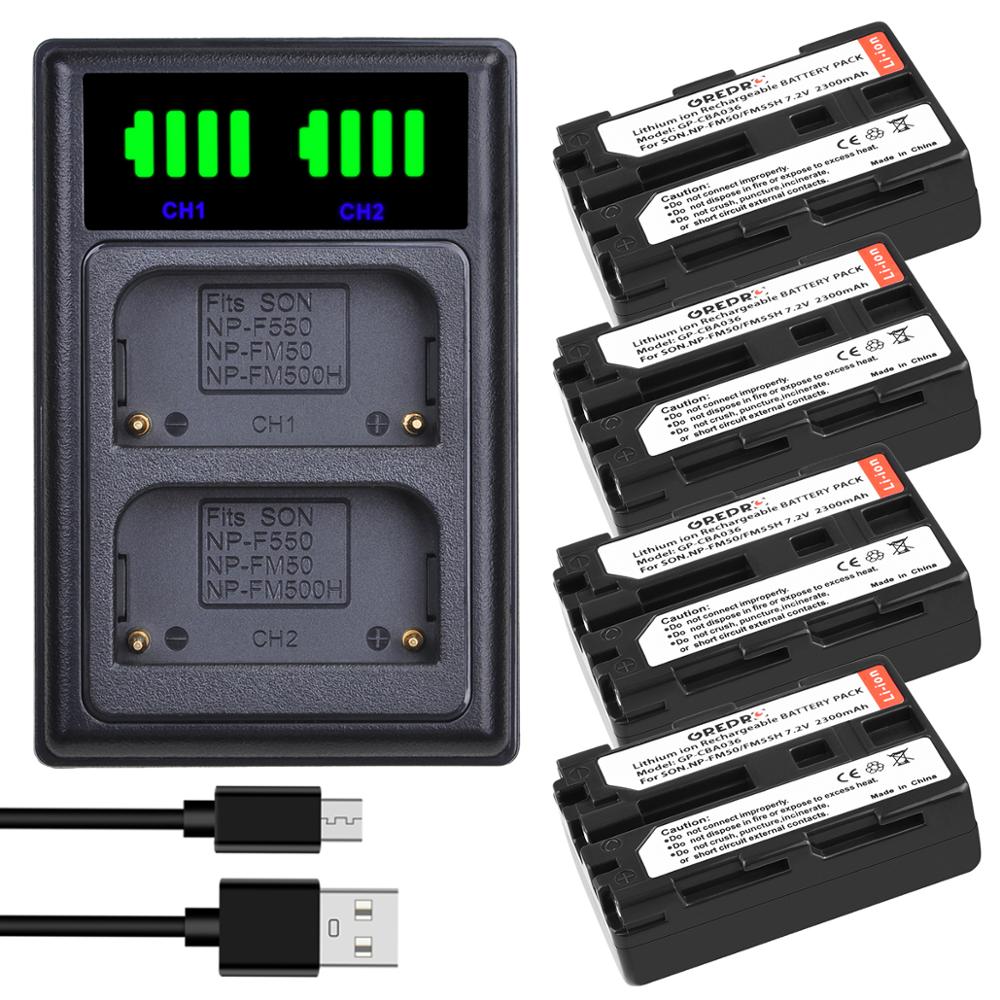 3 Pcs NP-FM50 NP FM50 FM55H Camera Battery + LED Dual Charger with type-C port for Sony NP-FM51 NP-FM30 NP-FM55H DCR-PC101: 4B with Charger